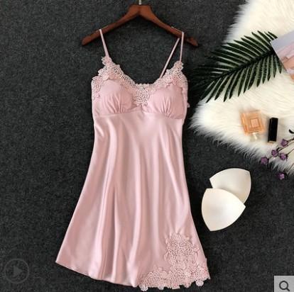 Ladies Sexy Ice Silk Suspender Pajamas