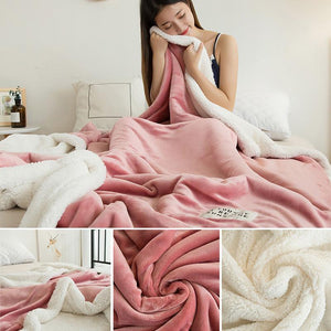 AB Sided Thick Flannel Shearling Blanket