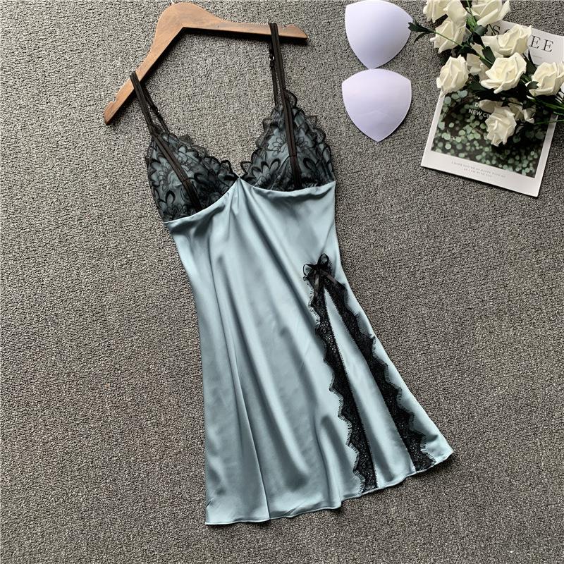 Feminine Lace Trim Suspender Nightdress