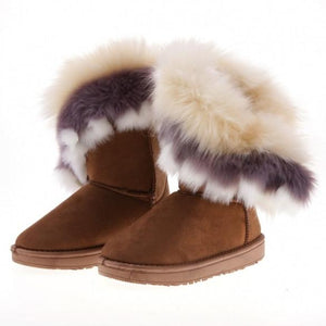 Women's Autumn Winter Ankle Warm Synthetic Fur Snow Boots