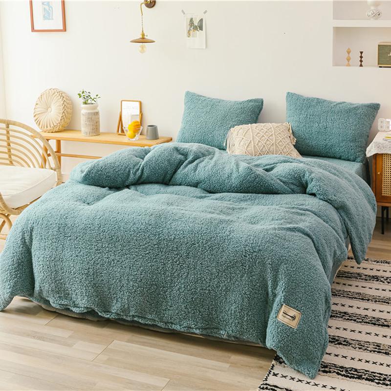 Soild Color Lamb Velvet Duvet Cover Set