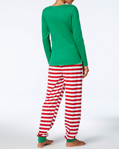 Christmas Letter Print Top & Striped Pants Set1