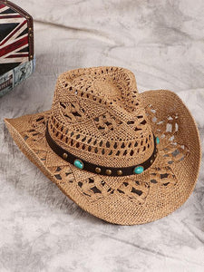 Western Cowboy Hollow Handmade Sunshade Straw Hat