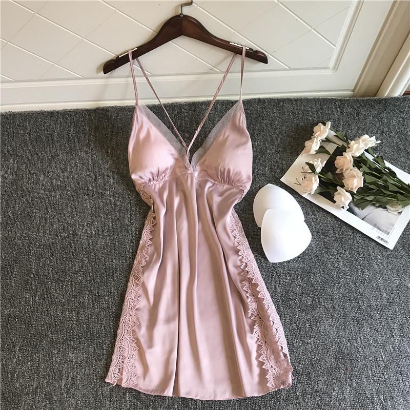 Ladies Ice Silk Suspender Gightdress
