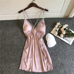 Ladies Ice Silk Suspender Gightdress