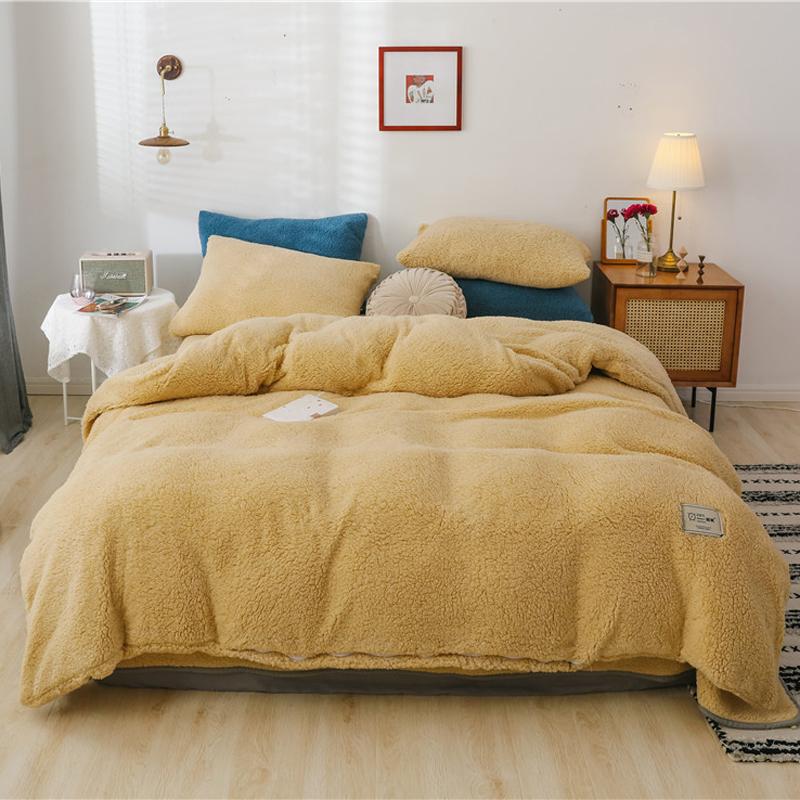 Soild Color Lamb Velvet Duvet Cover Set