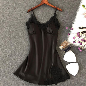 Ladies Sexy Ice Silk Suspender Pajamas