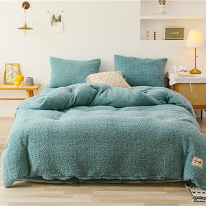 Soild Color Lamb Velvet Duvet Cover Set