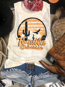 Women's Tequila Sunrise Cactus Goose Print Vest