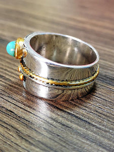 Thai Silver Turquoise Two-tone Ring