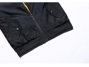 Men Stand Collar Solid Zipper Jacket