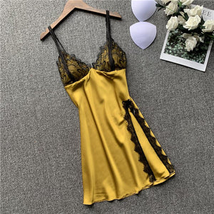 Feminine Lace Trim Suspender Nightdress