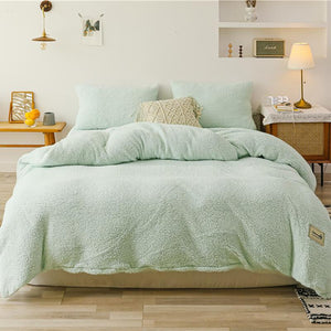 Soild Color Lamb Velvet Duvet Cover Set