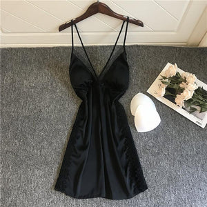 Ladies Ice Silk Suspender Gightdress