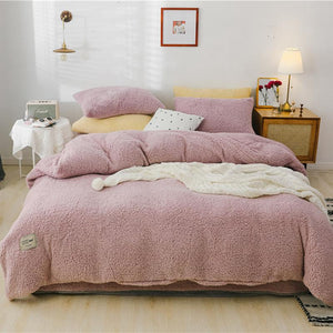 Soild Color Lamb Velvet Duvet Cover Set