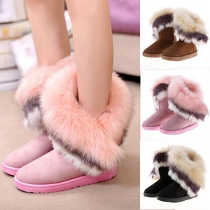 Women's Autumn Winter Ankle Warm Synthetic Fur Snow Boots