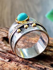 Thai Silver Turquoise Two-tone Ring