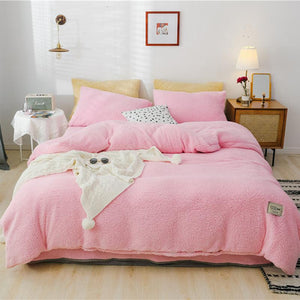 Soild Color Lamb Velvet Duvet Cover Set