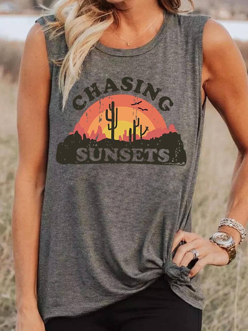 Women's CHASING SUNSETS Cactus Print Vest