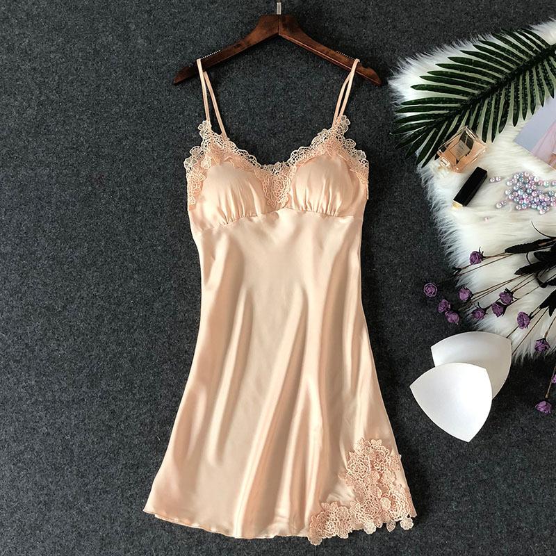 Ladies Sexy Ice Silk Suspender Pajamas