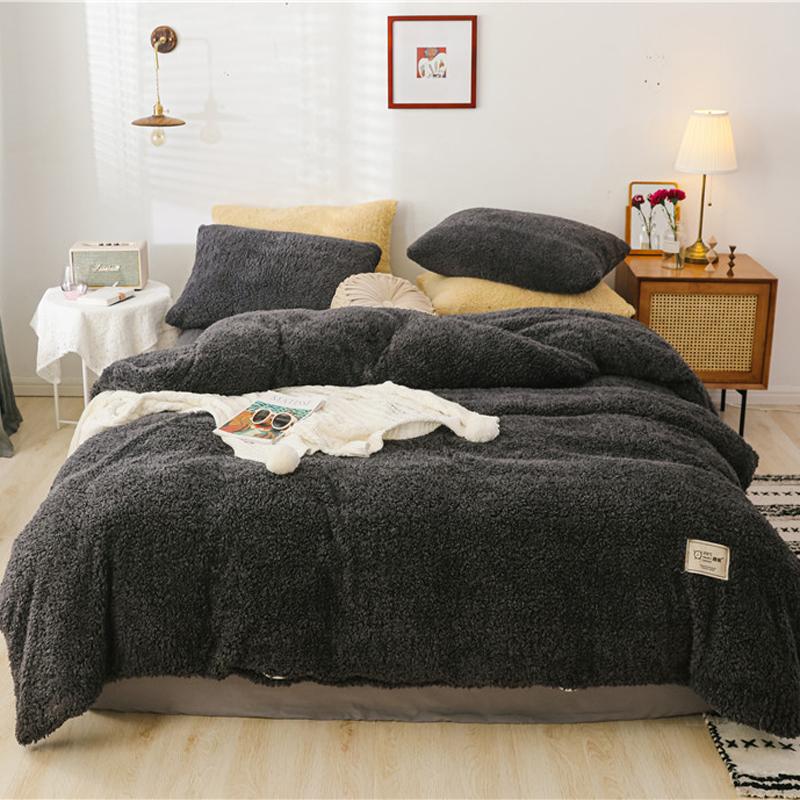 Soild Color Lamb Velvet Duvet Cover Set