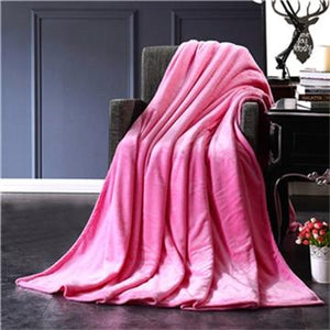 Soft Solid Color Flannel Travel Blanket