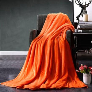 Soft Solid Color Flannel Travel Blanket