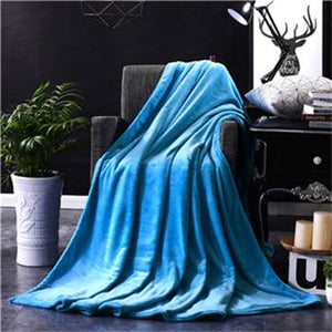 Soft Solid Color Flannel Travel Blanket