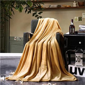 Soft Solid Color Flannel Travel Blanket