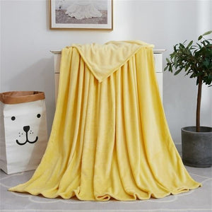 Soft Solid Color Flannel Blanket On Sofa/Bed/Travel