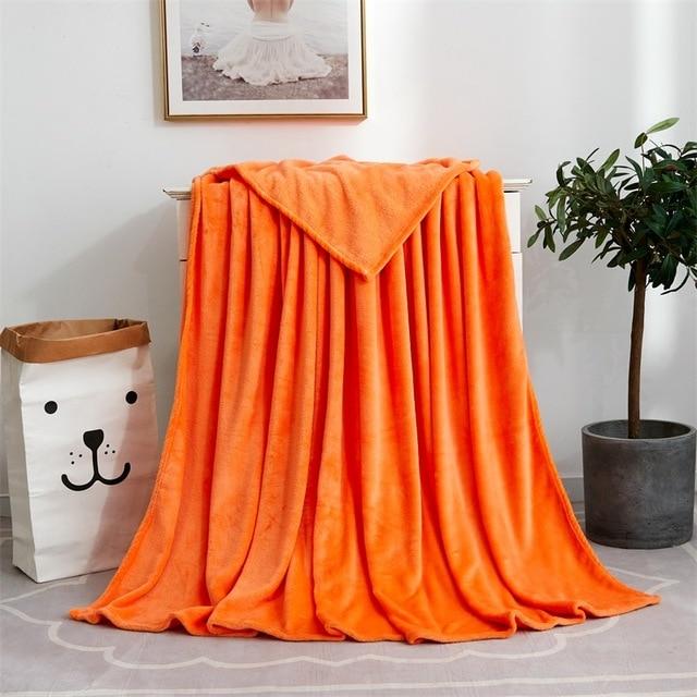 Soft Solid Color Flannel Blanket On Sofa/Bed/Travel