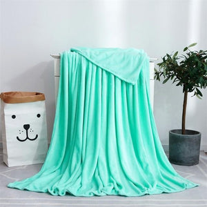 Soft Solid Color Flannel Blanket On Sofa/Bed/Travel