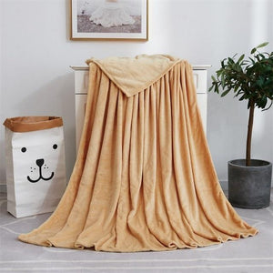 Soft Solid Color Flannel Blanket On Sofa/Bed/Travel