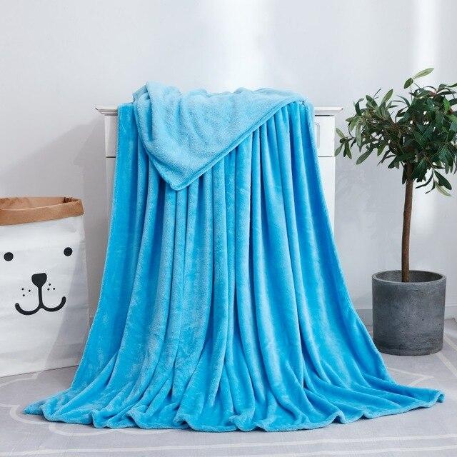 Soft Solid Color Flannel Blanket On Sofa/Bed/Travel