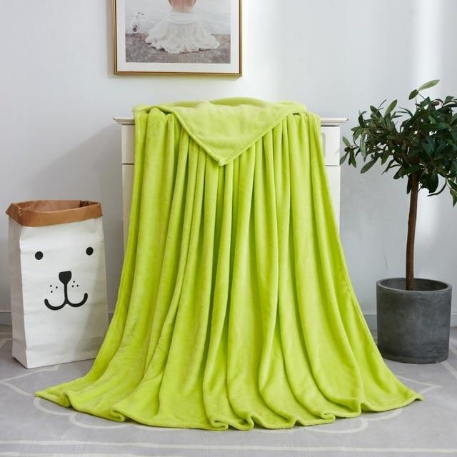 Soft Solid Color Flannel Blanket On Sofa/Bed/Travel