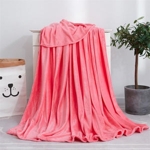 Soft Solid Color Flannel Blanket On Sofa/Bed/Travel