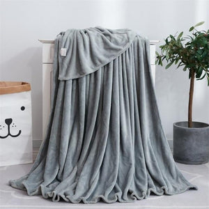 Soft Solid Color Flannel Blanket On Sofa/Bed/Travel