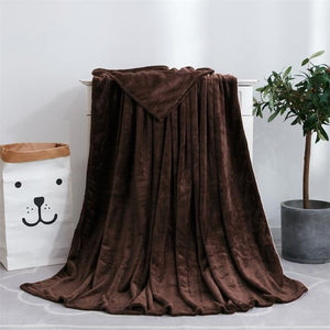 Soft Solid Color Flannel Blanket On Sofa/Bed/Travel