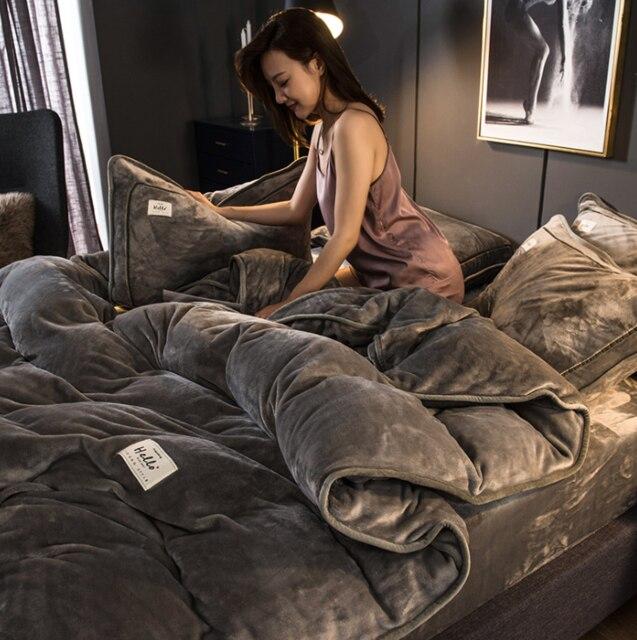 Warm Milk Velvet Bedding Set