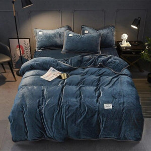 Solid Color Warm Milk Velvet Bedding Set