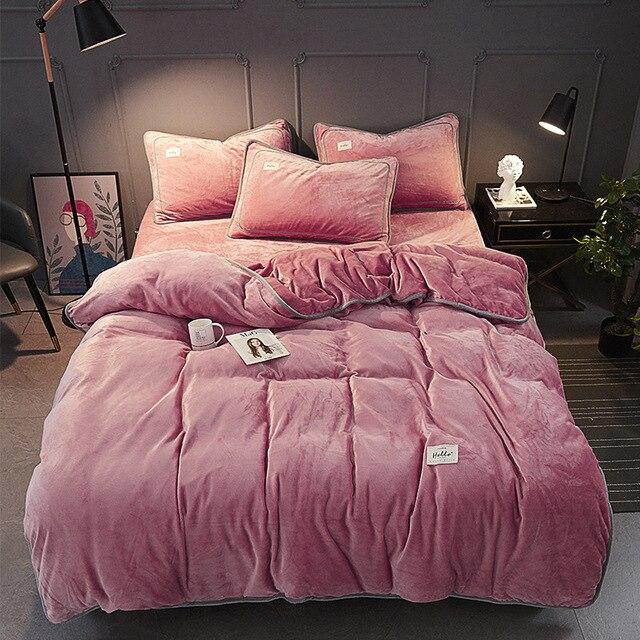 Solid Color Warm Milk Velvet Bedding Set