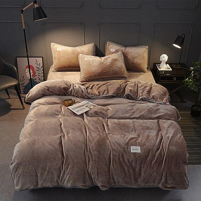 Solid Color Warm Milk Velvet Bedding Set