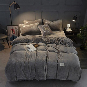 Solid Color Warm Milk Velvet Bedding Set