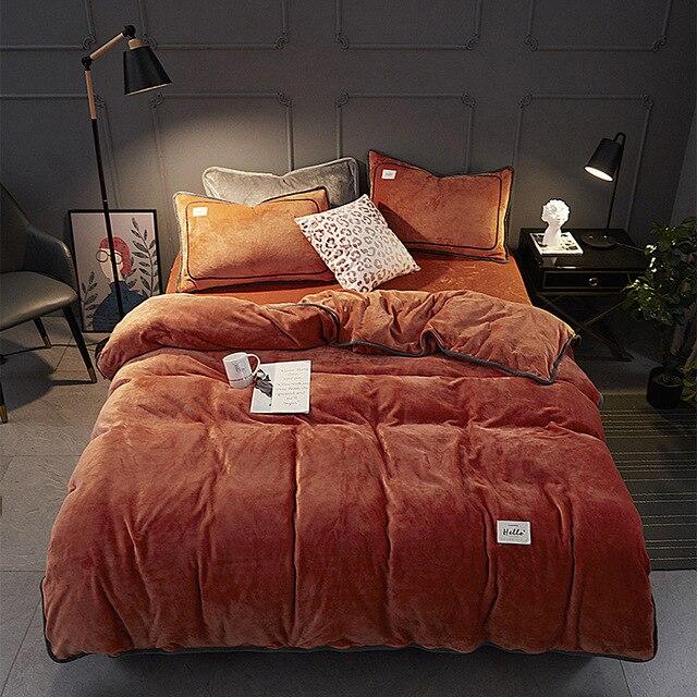 Solid Color Warm Milk Velvet Bedding Set