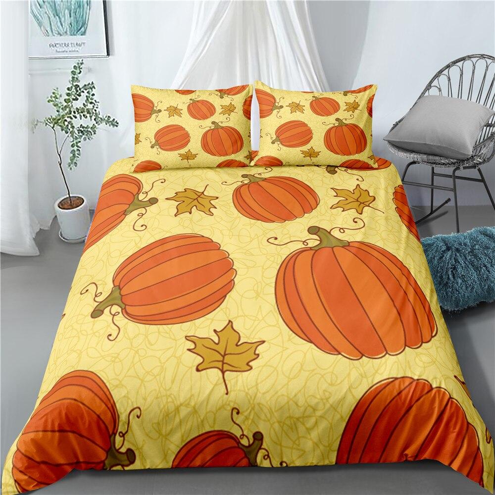 Thanksgiving Cute Turkey Pumpkin Soft Duvet Cover Set