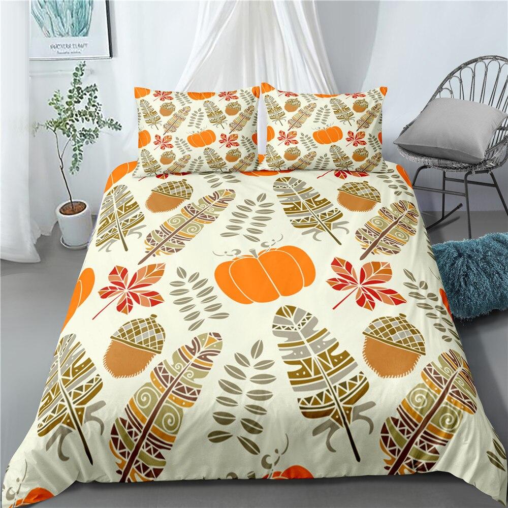 Thanksgiving Cute Turkey Pumpkin Soft Duvet Cover Set